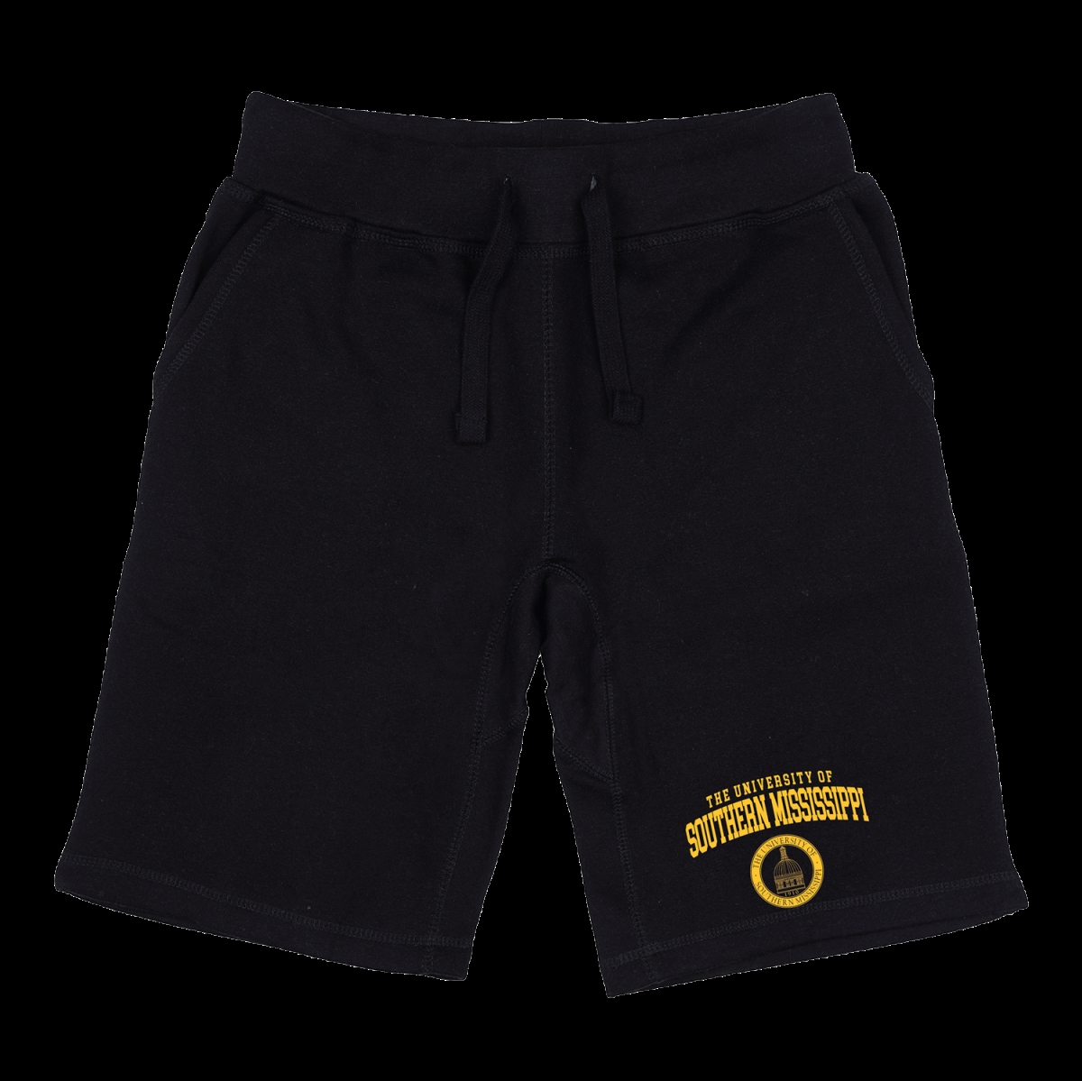 570-151-BLK-01 The University of Southern Mississippi Golden Eagles Seal Shorts, Black - Small -  W Republic