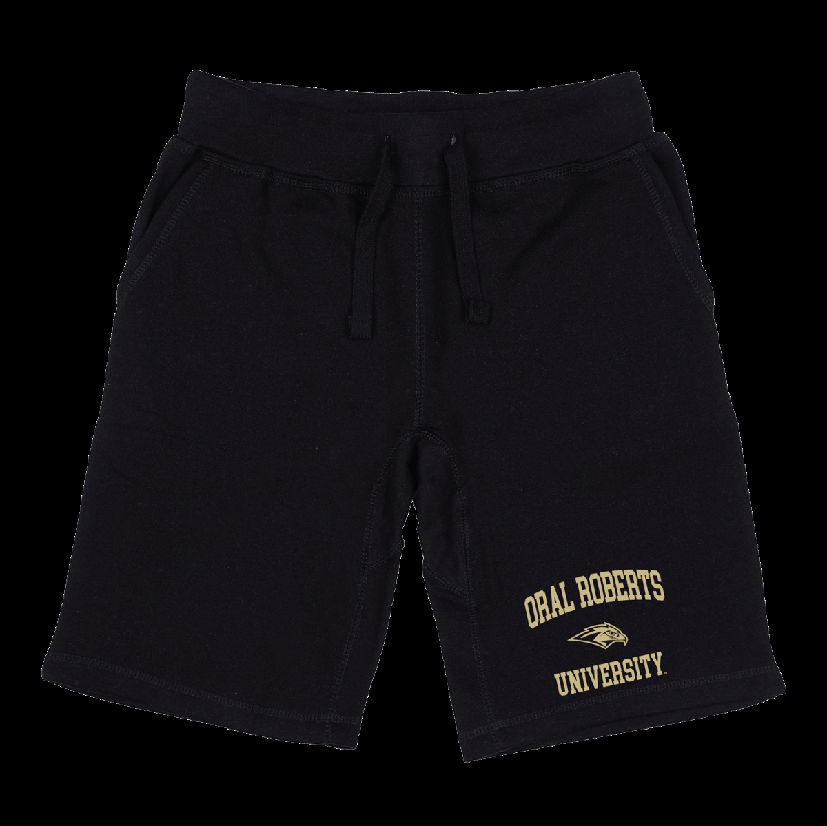 570-566-BLK-01 Oral Roberts University Golden Eagles Seal Shorts, Black - Small -  W Republic