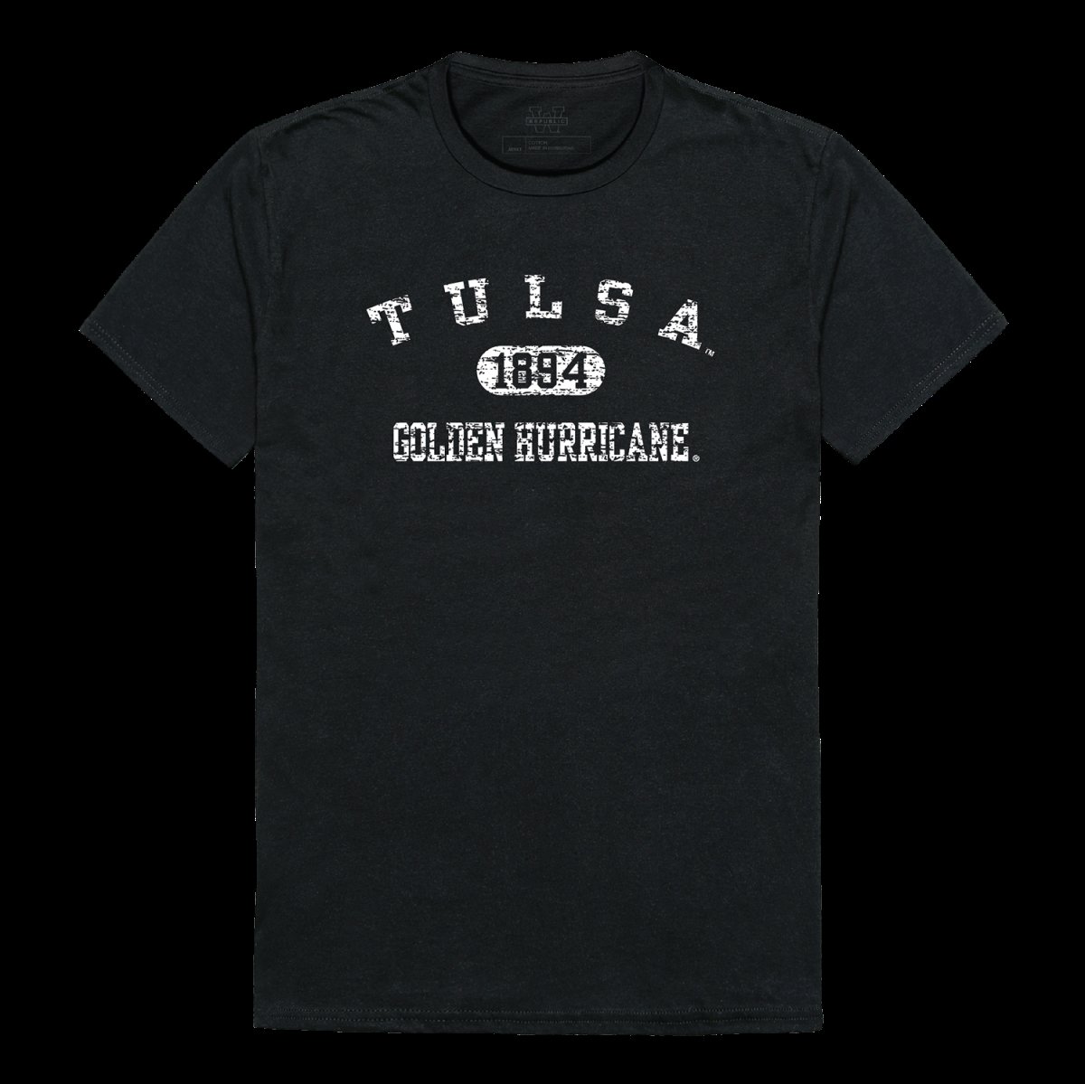 574-249-BLK-05 University of Tulsa Golden Hurricane Distressed Arch College T-Shirt, Black - 2XL -  W Republic