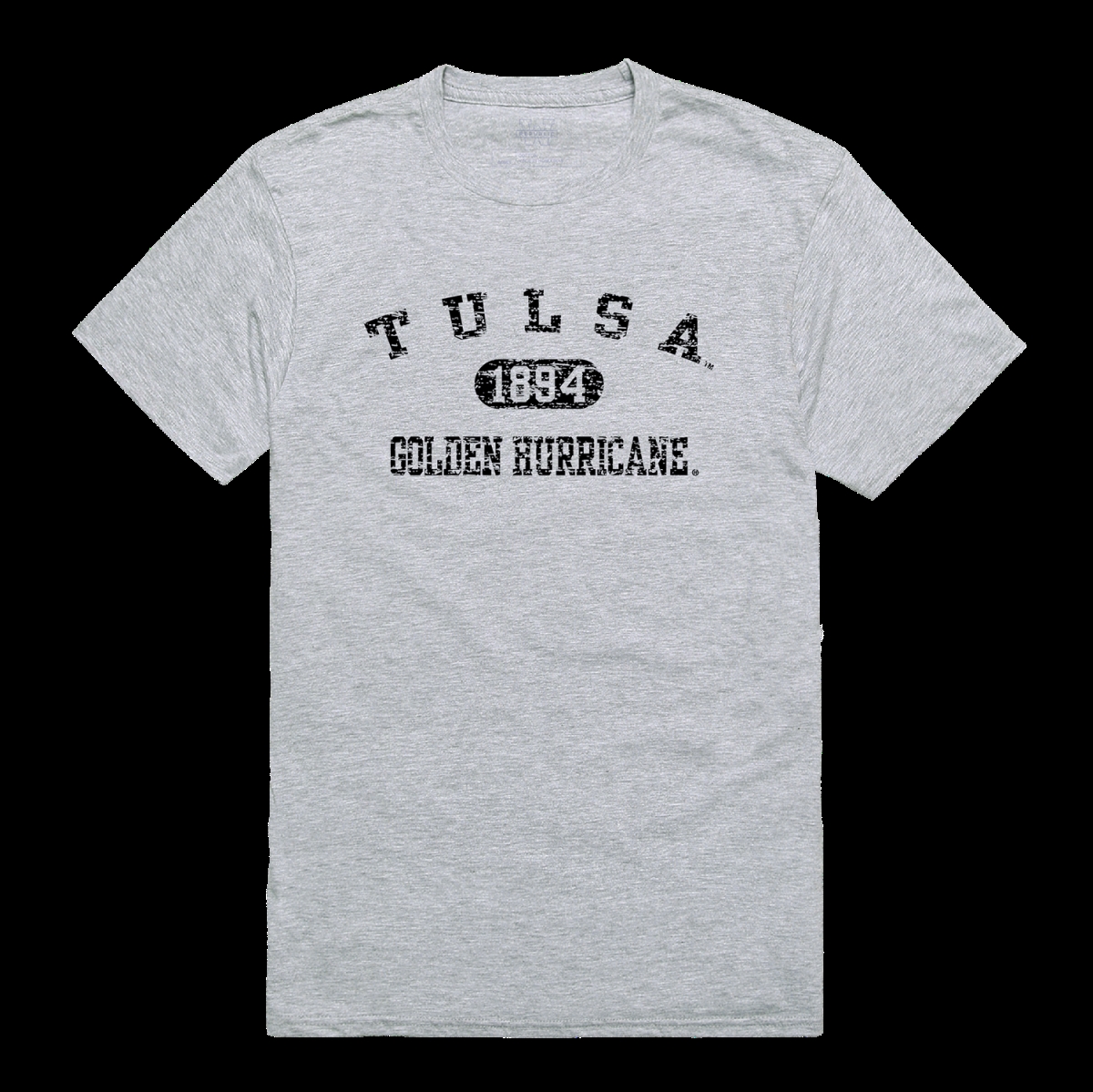 574-249-HGY-01 University of Tulsa Golden Hurricane Distressed Arch College T-Shirt, Heather Grey - Small -  W Republic