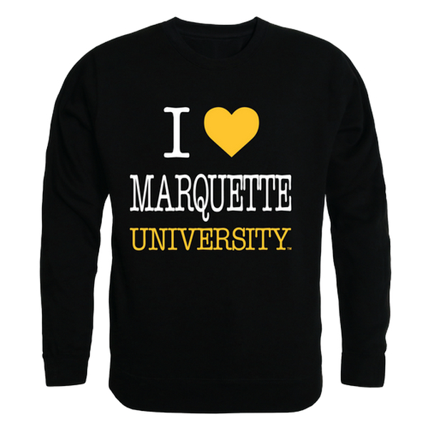 552-130-BLK-05 Marquette University I Love Crewneck T-Shirt, Black - 2XL -  W Republic