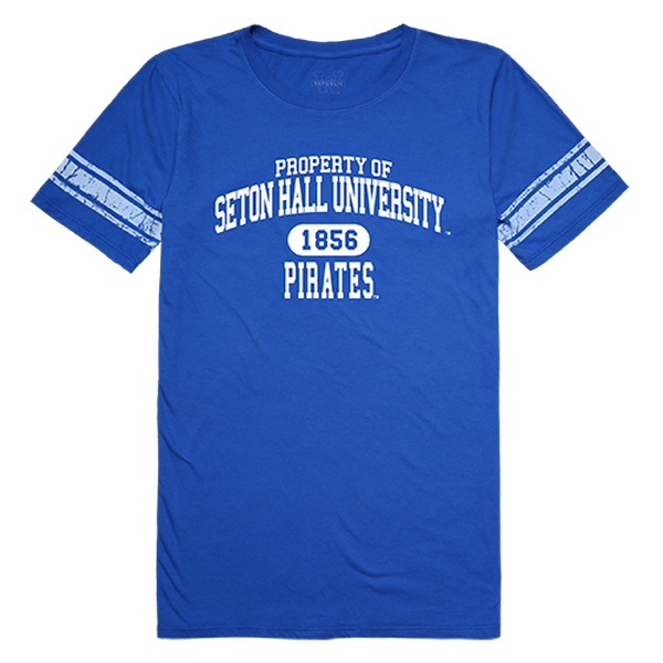 533-147-RYL-01 Seton Hall University Women Property Football Short Sleeve T-Shirt, Royal - Small -  W Republic