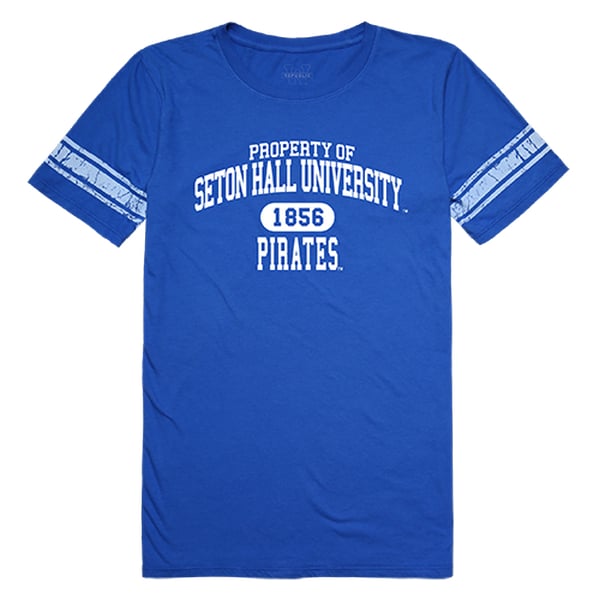 533-147-RYL-05 Seton Hall University Women Property Football Short Sleeve T-Shirt, Royal - 2XL -  W Republic