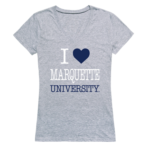 550-130-HGY-05 Marquette University I Love Women T-Shirt, Heather Grey - 2XL -  W Republic Products