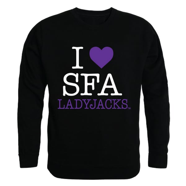 Stephen F. Austin State University I Love Crewneck T-Shirt, Black - Small -  LogoLovers, LO4137960