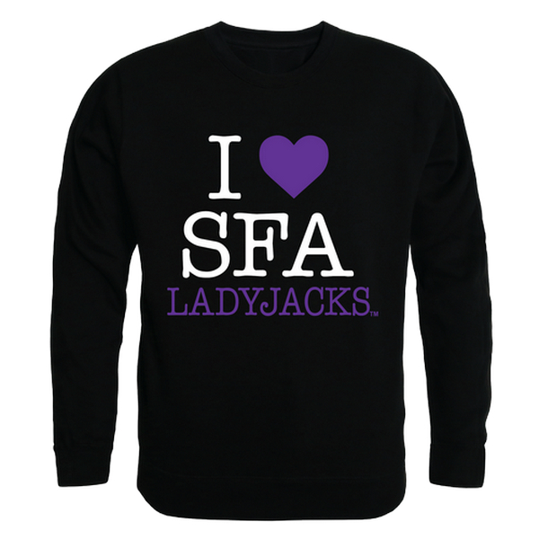 Stephen F. Austin State University I Love Crewneck T-Shirt, Black - Medium -  LogoLovers, LO4143976