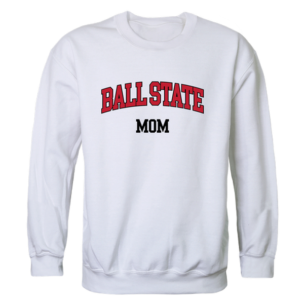 564-264-WHT-02 Women Ball State Cardinals Mom Crewneck Fleece, White - Medium -  W Republic