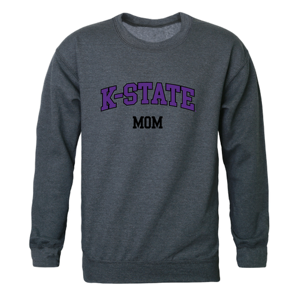 564-127-HCH-02 Women Kansas State Wildcats Mom Crewneck Fleece, Heather Charcoal - Medium -  W Republic