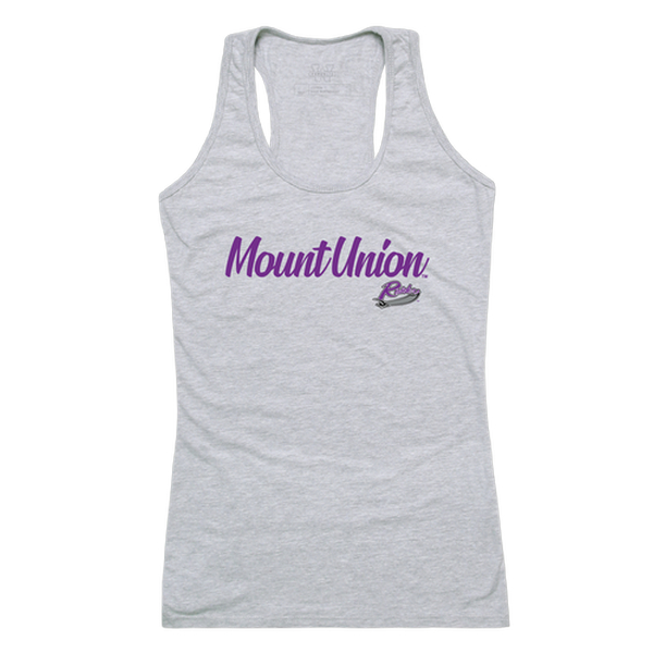 557-348-HGY-05 Women Mount Union Raiders Script Tank T-Shirt, Heather Grey - 2XL -  W Republic