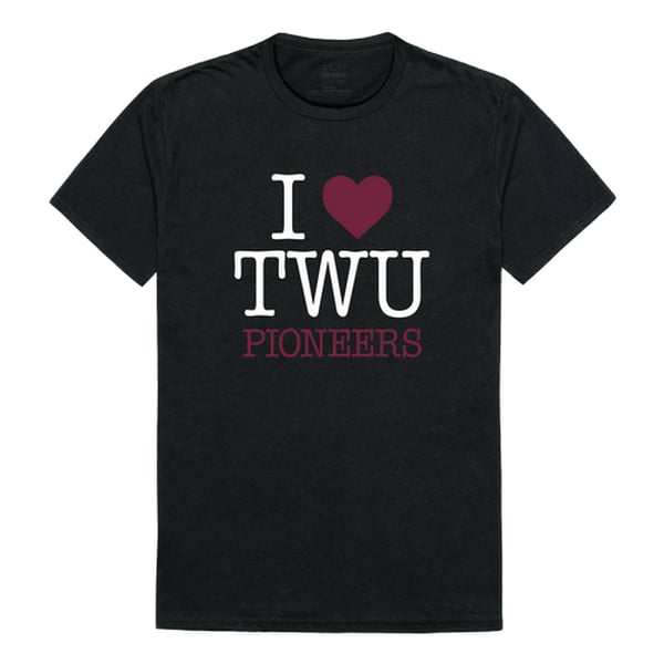 551-597-BLK-01 Texas Womans University Pioneers I Love T-Shirt, Black - Small -  W Republic