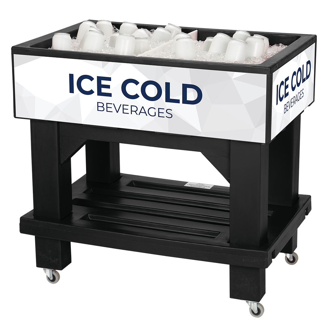 Picture of lowa Rotocast Plastics 3151250 Texas Icer Jr Mobile 80 Quart Ice Merchandiser - Black
