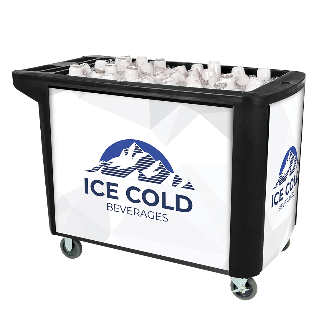Picture of lowa Rotocast Plastics 3501514 Push Cart Elite Mobile Beverage Cooler - Black