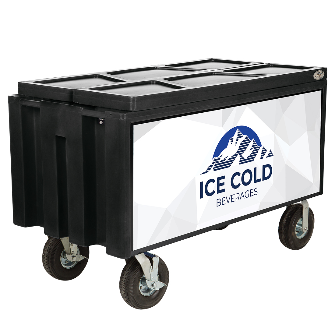 Picture of lowa Rotocast Plastics 3551522 Super Arctic Mobile 456 QT Beverage Cooler with lid - Black