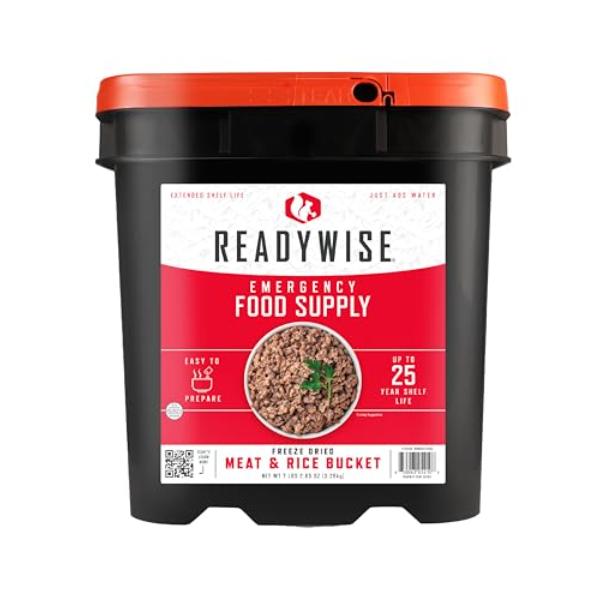 9.75 x 11.75 x 12.5 in. Chicken, Beef Pork & Rice Emergency Food Supply Bucket