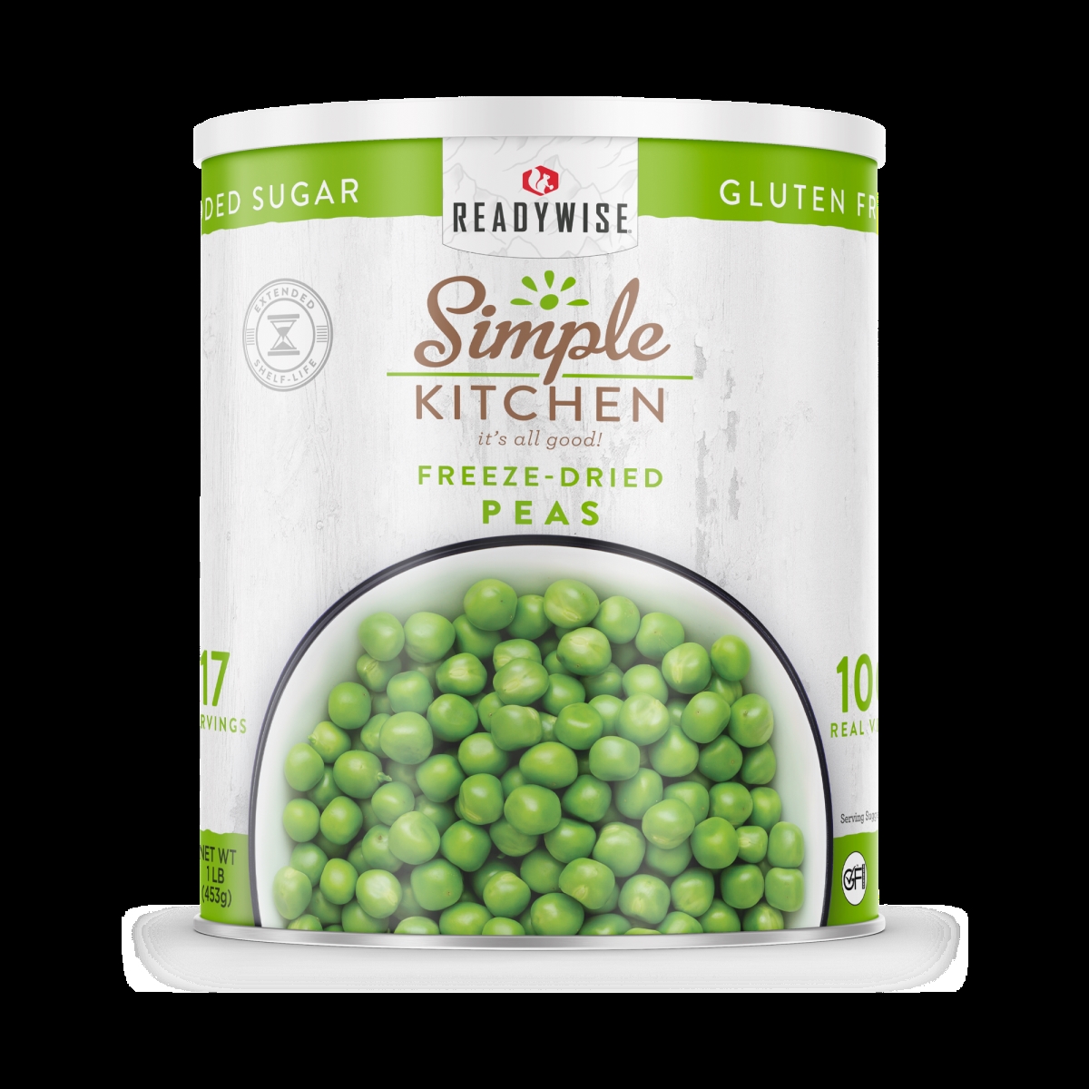 Picture of ReadyWise RWSKCN03-006 6.25 x 6.25 x 7 in. Simple Kitchen Freeze-Dried Peas - 17 Serving Can