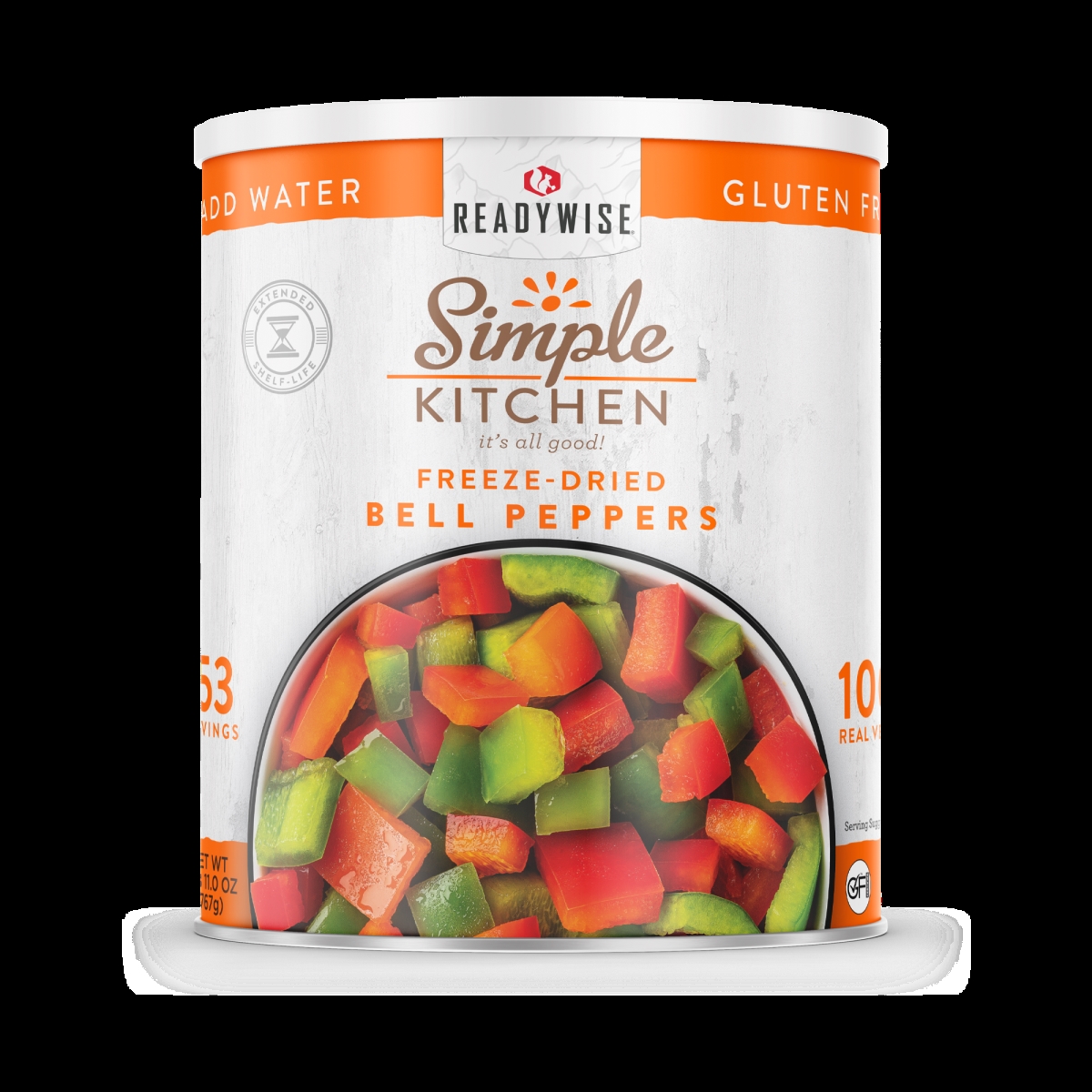 Picture of ReadyWise RWSKCN03-008 6.25 x 6.25 x 7 in. Simple Kitchen Dehydrated Bell Peppers - 153 Serving Can&#44; Red & Green