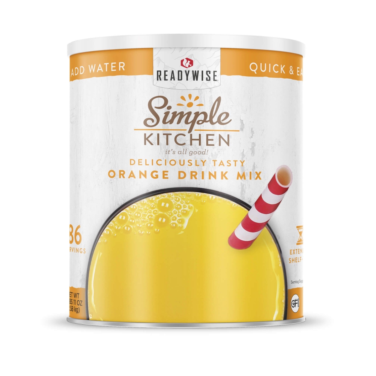 Picture of ReadyWise RWSKCN03-015 6.25 x 6.25 x 7 in. Simple Kitchen Orange Drink Mix - 86 Serving Can