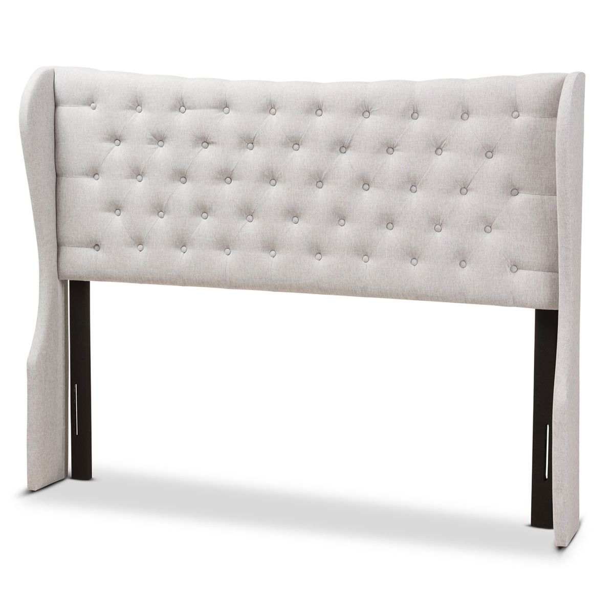 Picture of Baxton Studio BBT6631-Greyish Beige-Queen HB Cadence Modern & Contemporary Greyish Beige Fabric Button - Tufted Queen Size Winged Headboard