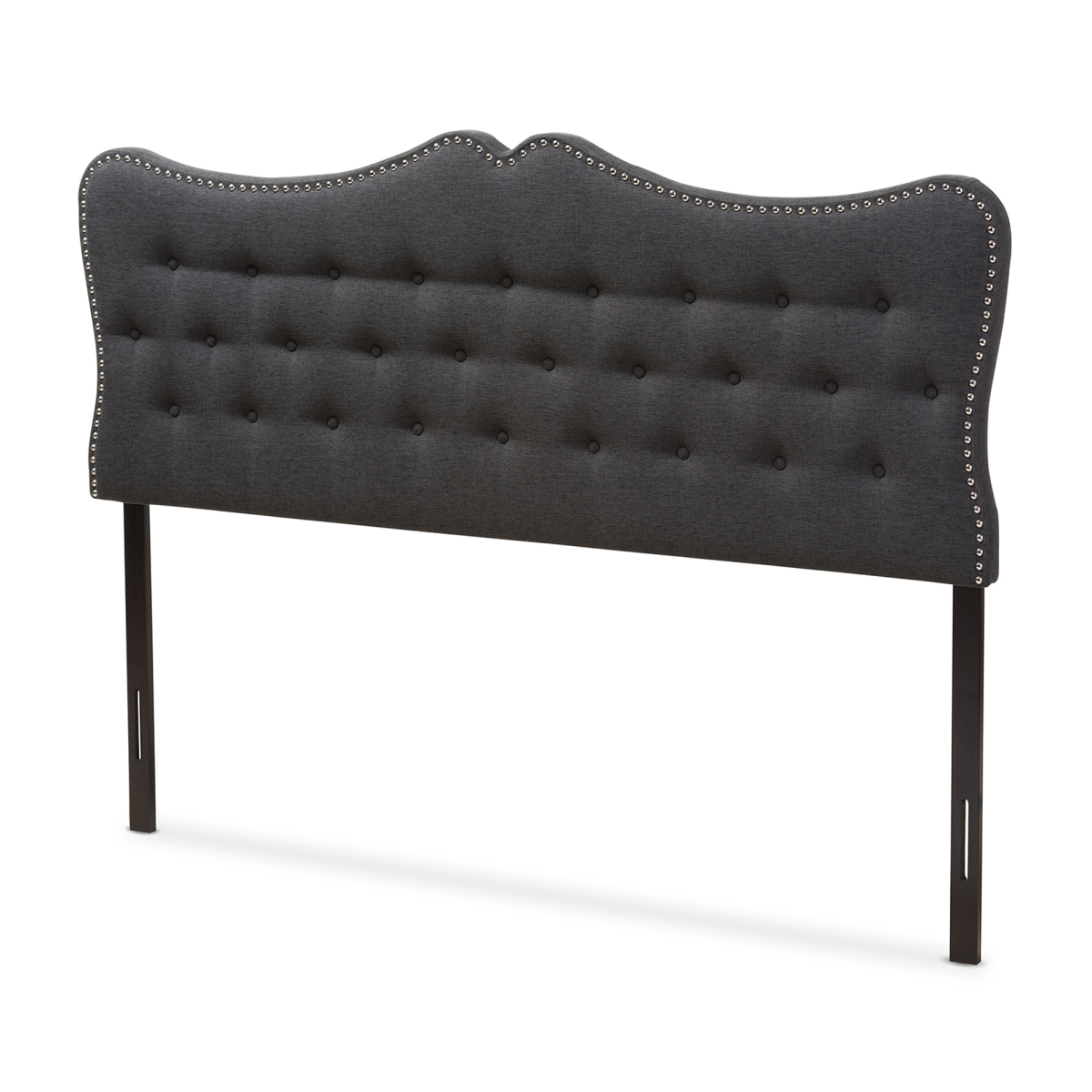 BBT6694-Dark Grey-Queen HB-H1217-20 Emma Modern & Contemporary Dark Grey Fabric Queen Size Headboard -  Baxton Studio, 842507119935