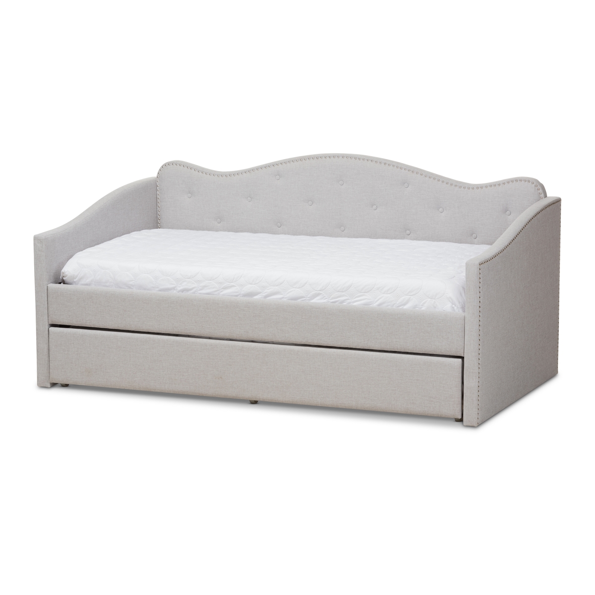Picture of Baxton Studio BBT6577-Greyish Beige-Day Bed Kaija Modern & Contemporary Greyish Beige Fabric Daybed with Trundle