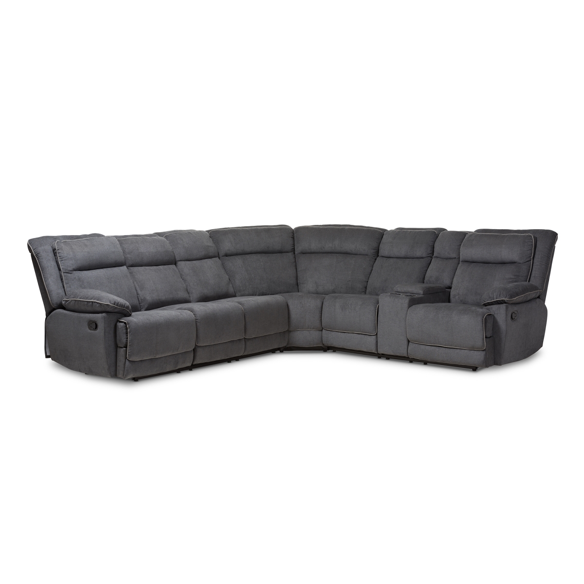 RX038A-Dark Grey-SF Sabella Modern & Contemporary Dark Grey & Light Grey Two-Tone Fabric Reclining Sectional, 7 - Piece -  Baxton Studio, 842507122256