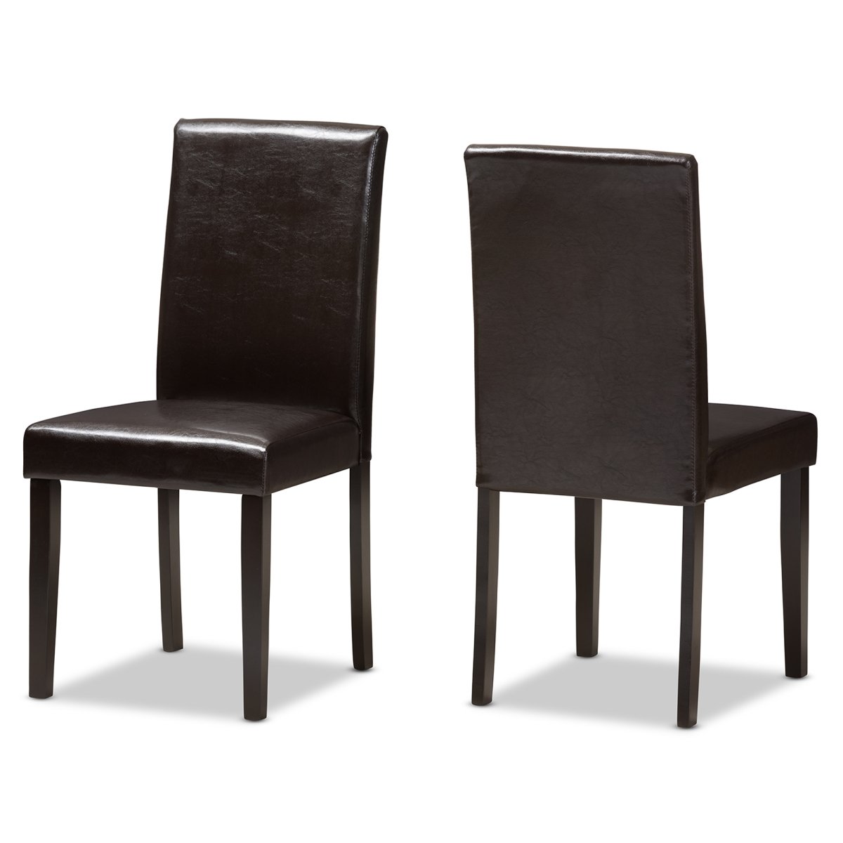 RH5992C-Dark Brown-DC Mia Modern & Contemporary Dark Brown Faux Leather Upholstered Dining Chair - Set of 2 -  Baxton Studio, 842507125431