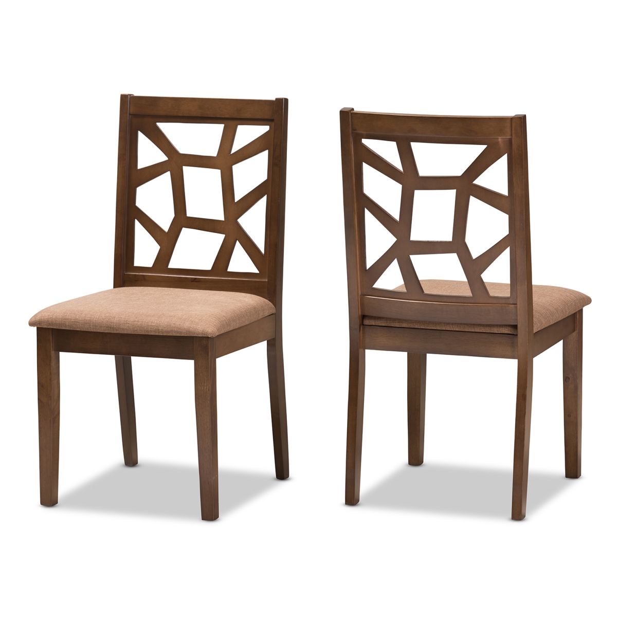 RH3010C-Walnut & Light Brown-DC Abilene Mid-Century Light Brown Fabric Upholstered & Walnut Brown Finished Dining Chair - Set of 2