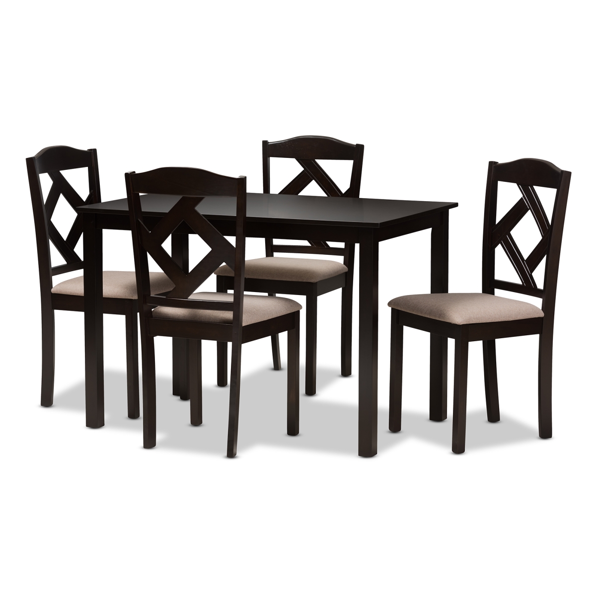 Picture of Baxton Studio RH133C-Dark Brown & Sand Dining Set Ruth Modern & Contemporary Beige Fabric Upholstered & Dark Brown Finished 5 - Piece Dining Set