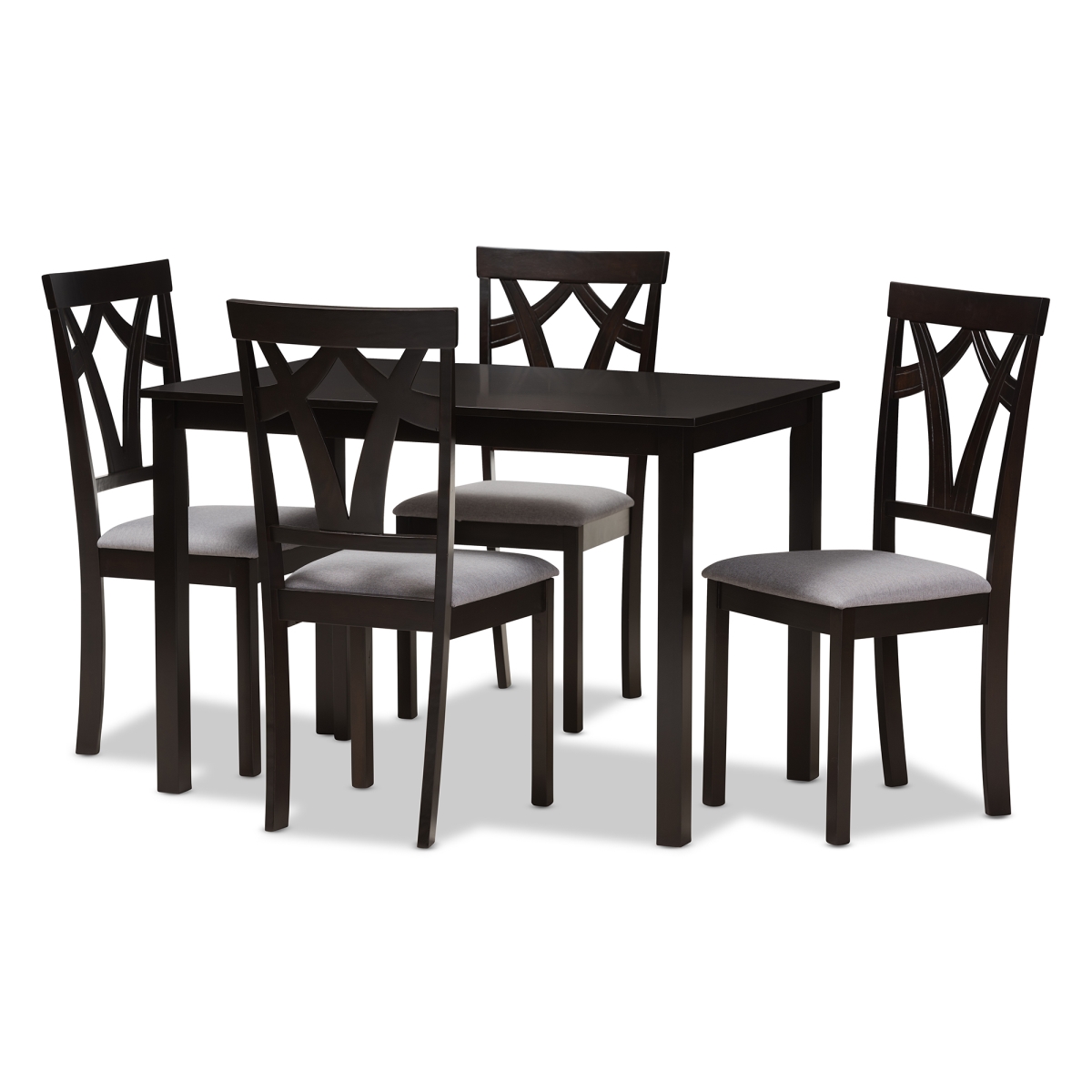 Picture of Baxton Studio RH146C-Dark Brown & Grey Dining Set Sylvia Modern & Contemporary Grey Fabric Upholstered & Dark Brown Finished 5 - Piece Dining Set