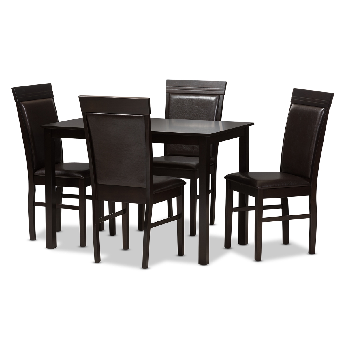 Picture of Baxton Studio RH131C-Dark Brown Dining Set Thea Modern & Contemporary Dark Brown Faux Leather Upholstered 5 - Piece Dining Set