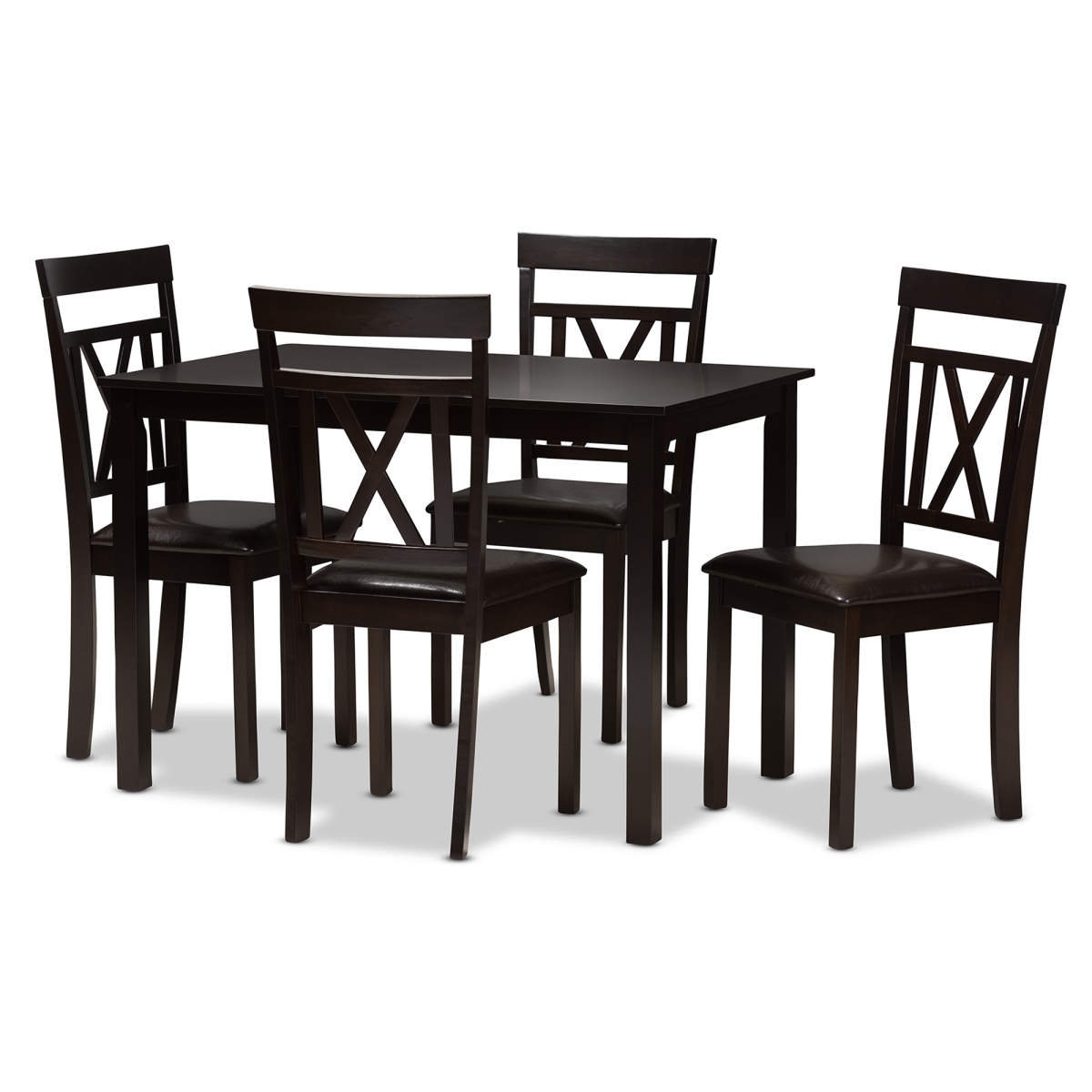Picture of Baxton Studio RH123C-Dark Brown Dining Set Rosie Modern & Contemporary Dark Brown Faux Leather Upholstered 5 - Piece Dining Set