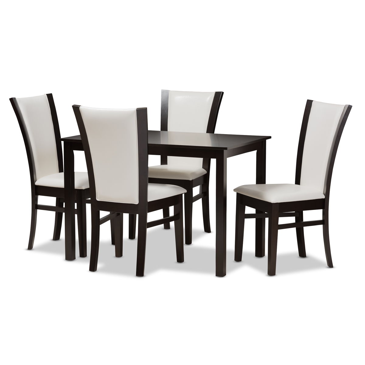 Picture of Baxton Studio RH5510C-Dark Brown & White Dining Set Adley Modern & Contemporary 5 - Piece Dark Brown Finished White Faux Leather Dining Set