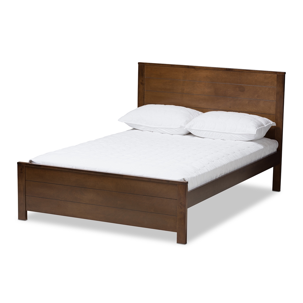 HT1702-Walnut Brown-Full Baxton Studio Catalina Modern Classic Mission Style Wood Full Platform Bed, Brown