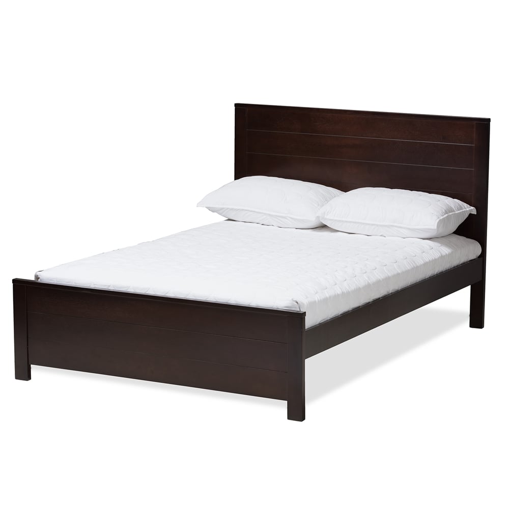 HT1702-Espresso Brown-Full Baxton Studio Catalina Modern Classic Mission Style Wood Full Platform Bed, Dark Brown