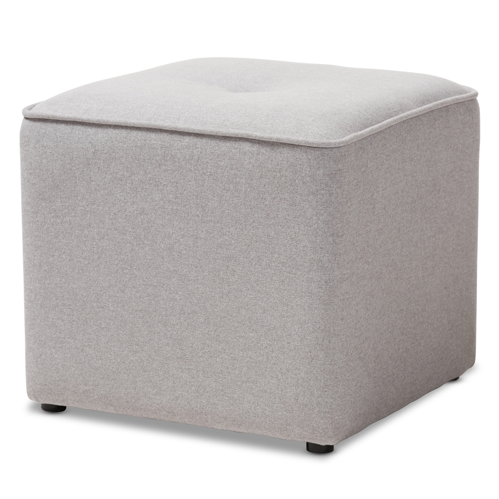 1709-Light Gray Baxton Studio Corinne Modern & Contemporary Fabric Upholstered Ottoman, Light Grey