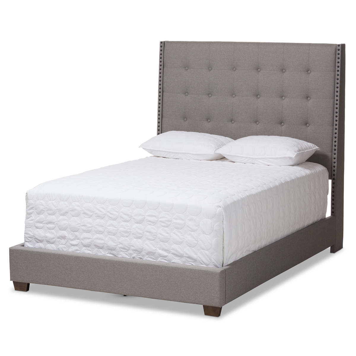 CF8957-Light Grey-Queen Georgette Modern & Contemporary Queen Size Bed, Light Grey -  Baxton Studio, 842507131999