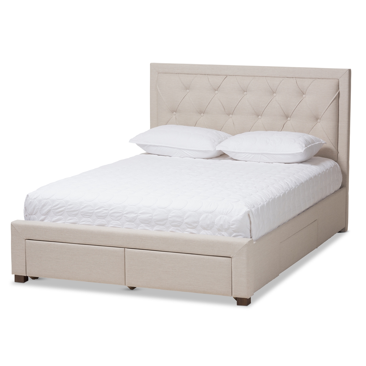 CF8622-D-Light Beige-Queen Aurelie Modern & Contemporary Storage Queen Size Platform Bed, Light Beige