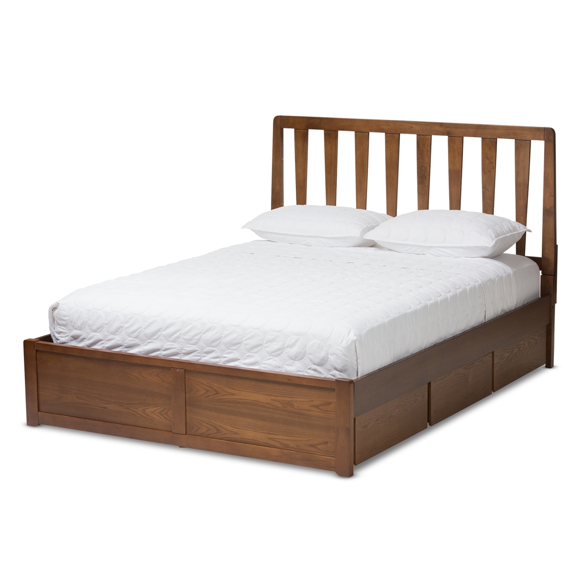 MG5110-Walnut-Queen Raurey Modern & Contemporary Walnut Finished Queen Size Storage Platform Bed