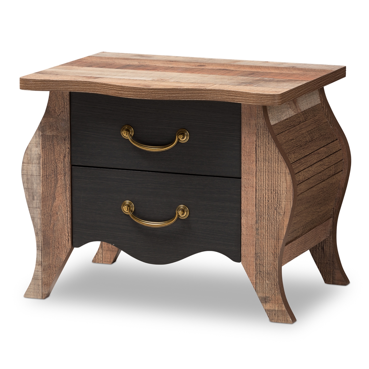 Picture of Baxton Studio BR990063-Black-Oak-2DW-NS Romilly Country Cottage Farmhouse Black & Oak-Finished Wood 2-Drawer Nightstand