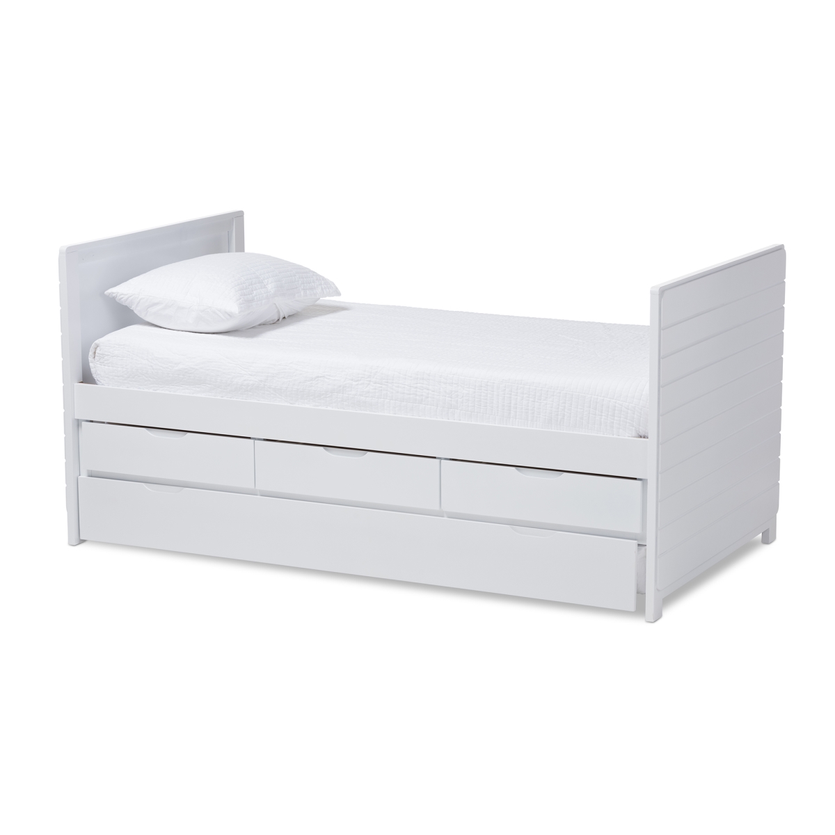 MG8006-White-Twin Linna Modern & Contemporary White-Finished Daybed with Trundle -  Baxton Studio, 842507135942