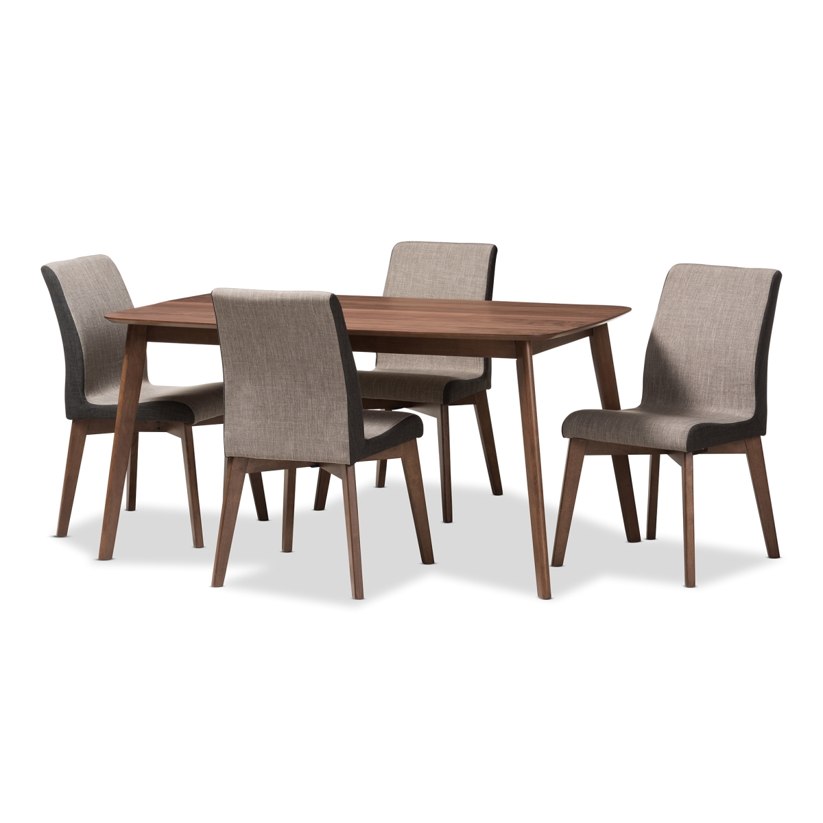 Picture of Baxton Studio Kimberly-Brown-5PC Dining Set Kimberly Mid-Century Modern Beige & Brown Fabric - 5 Piece Dining Set