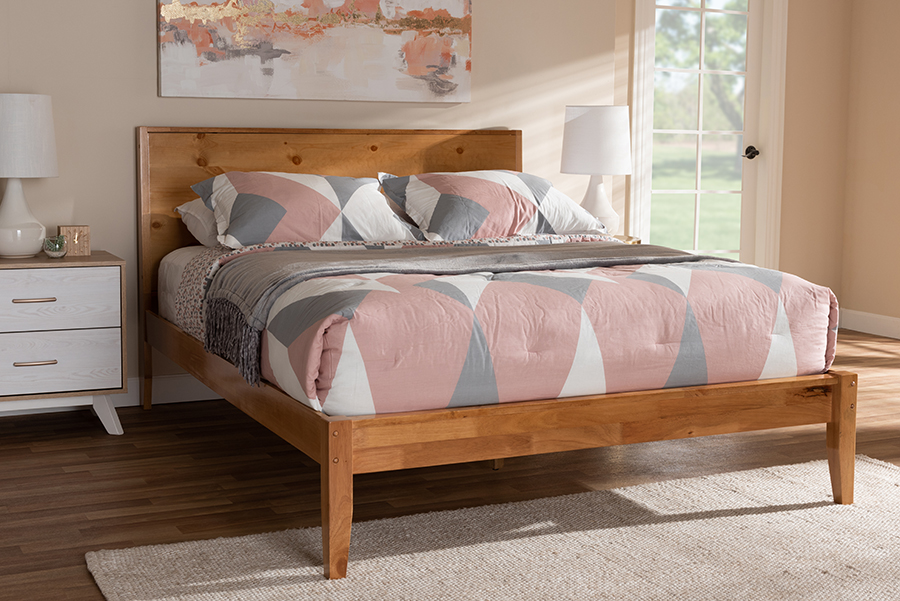 Picture of Baxton Studio SW8093-Natural-Full 41.34 x 55.91 x 80.12 in. Marana Modern & Rustic Natural Oak & Pine Finished Wood Platform Bed - Natural Brown&#44; Full Size