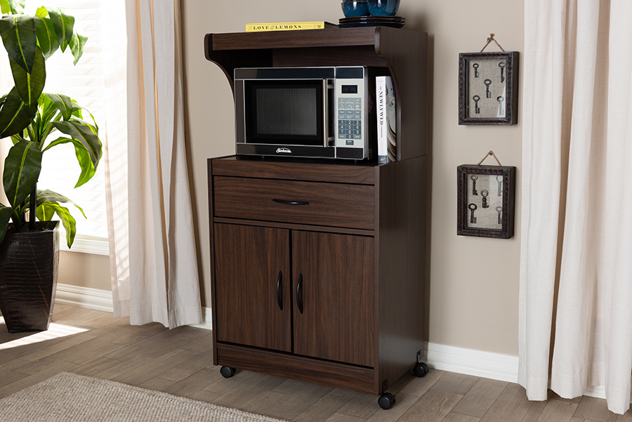 Picture of Baxton Studio WS883150-Dark Walnut 45.2 x 24.02 x 15.75 in. Tannis Modern & Contemporary Kitchen Cabinet - Walnut Brown