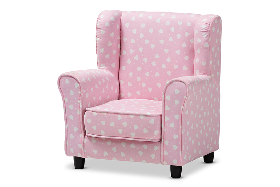 Picture of Baxton Studio LD2116-Light Pink-CC Selina Modern & Contemporary Light Pink & White Heart Patterned Fabric Upholstered Kids Armchair - 22 x 19.7 x 15.4 in.
