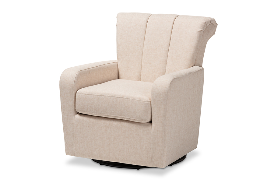 TSF7715-Beige-CC Rayner Modern & Contemporary Beige Fabric Upholstered Swivel Chair - 32.7 x 29.1 x 31.9 in.