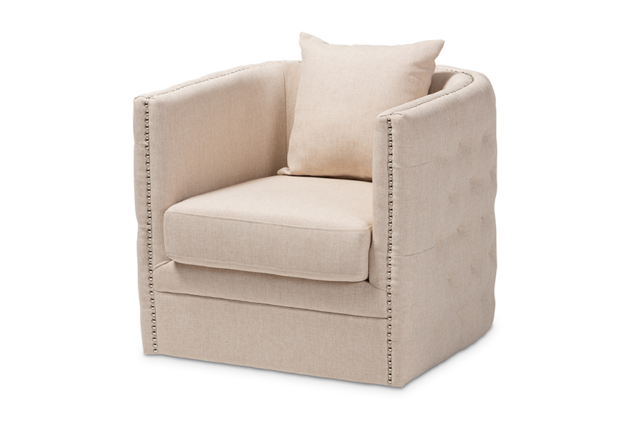 Picture of Baxton Studio TSF7718-Beige-CC Micah Modern & Contemporary Beige Fabric Upholstered Tufted Swivel Chair - 27.6 x 29.9 x 29.9 in.