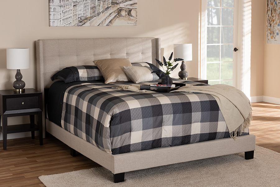 Picture of Baxton Studio CF8031B-Grey-King Lisette Modern & Contemporary Grey Fabric Upholstered Bed - King Size