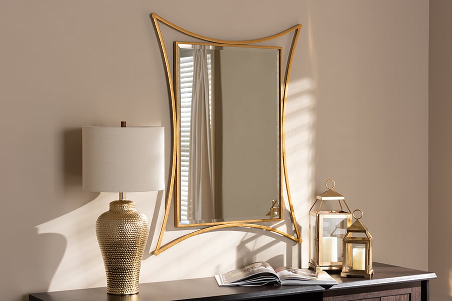 Picture of Baxton Studio RXW-6231 Melia Modern & Contemporary Antique Gold Finished Rectangular Accent Wall Mirror