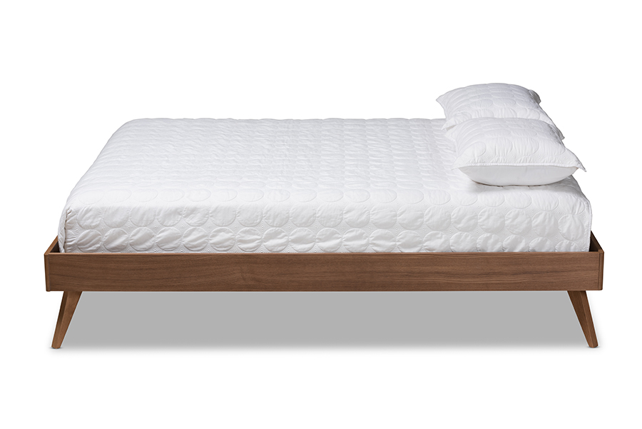 Picture of Baxton Studio MG9704-Ash Walnut-Bed Frame-King Lissette Mid-Century Modern Walnut Brown Finished Wood Platform Bed Frame - King Size