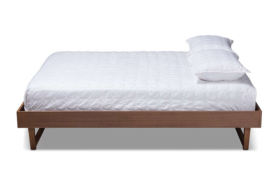 MG97043-Ash Walnut-Bed Frame-Full Liliya Mid-Century Modern Walnut Brown Finished Wood Platform Bed Frame - Full Size